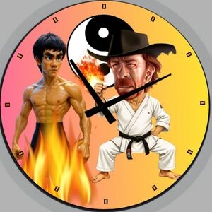 Martial Arts Clock Ft Chuck Norris And Bruce Lee – Last Match Fight Art Clock